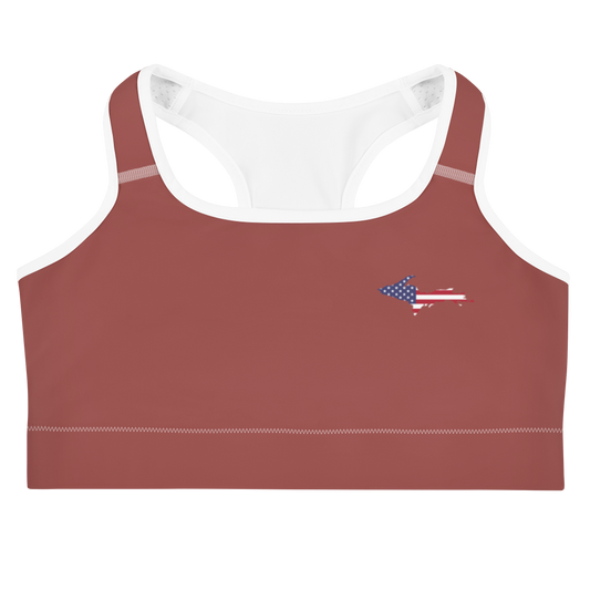 Michigan Upper Peninsula Sports Bra (w/ UP USA Flag) | Ore Dock Red