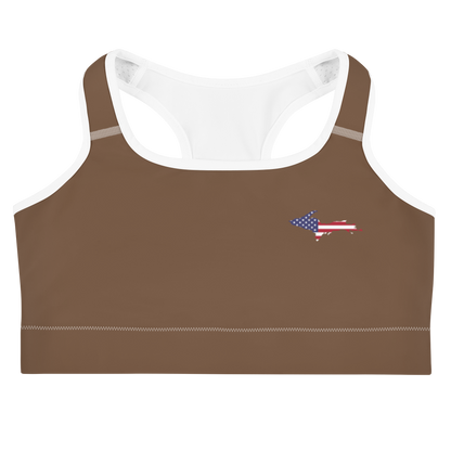 Michigan Upper Peninsula Sports Bra (w/ UP USA Flag) | Coffee Color