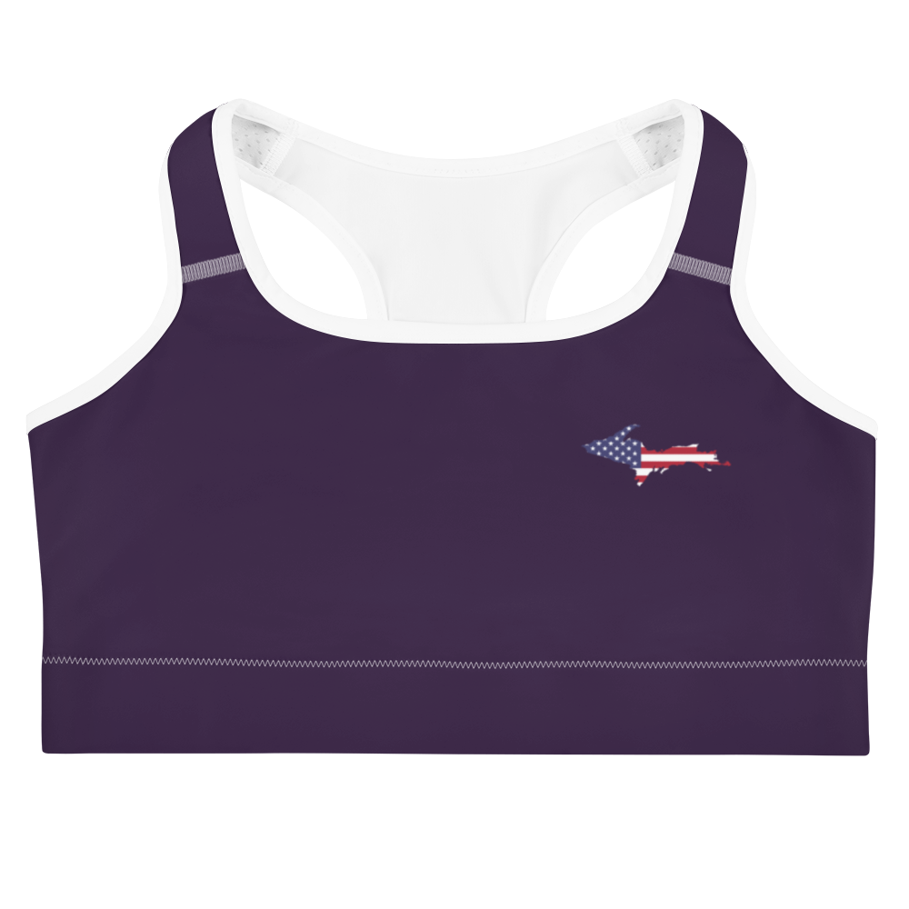 Michigan Upper Peninsula Sports Bra (w/ UP USA Flag) | Blackcurrant