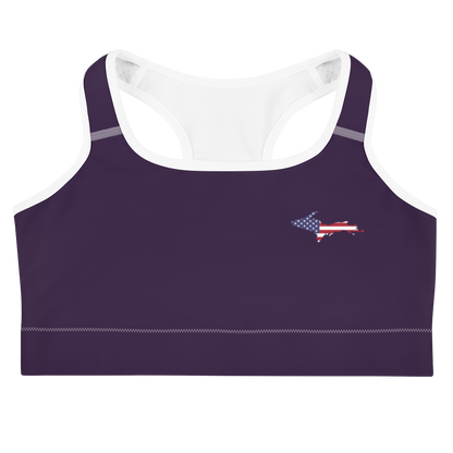 Michigan Upper Peninsula Sports Bra (w/ UP USA Flag) | Blackcurrant