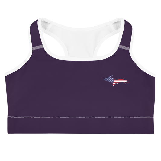 Michigan Upper Peninsula Sports Bra (w/ UP USA Flag) | Blackcurrant