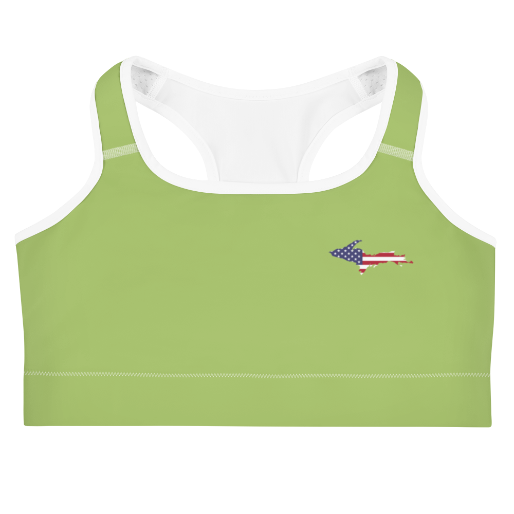 Michigan Upper Peninsula Sports Bra (w/ UP USA Flag) | Gooseberry Green