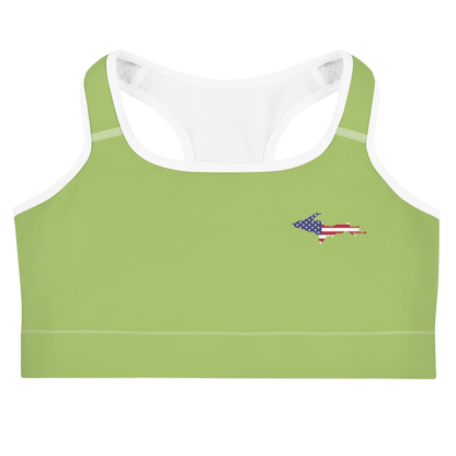 Michigan Upper Peninsula Sports Bra (w/ UP USA Flag) | Gooseberry Green