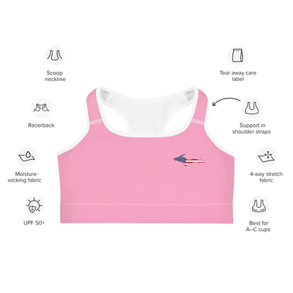 Michigan Upper Peninsula Sports Bra (w/ UP USA Flag) | '67 Caddie Pink