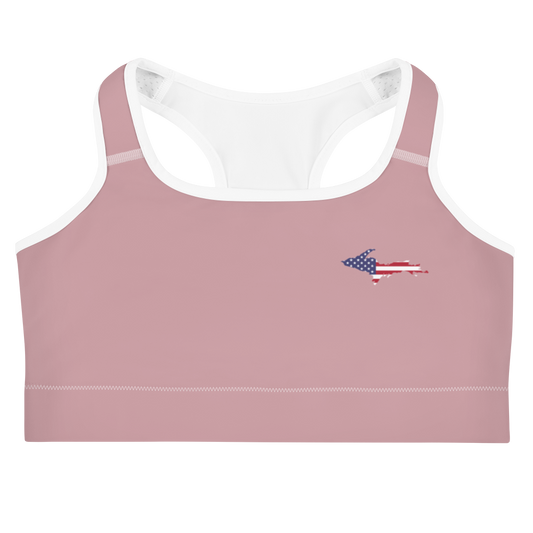 Michigan Upper Peninsula Sports Bra (w/ UP USA Flag) | Cherry Blossom Pink