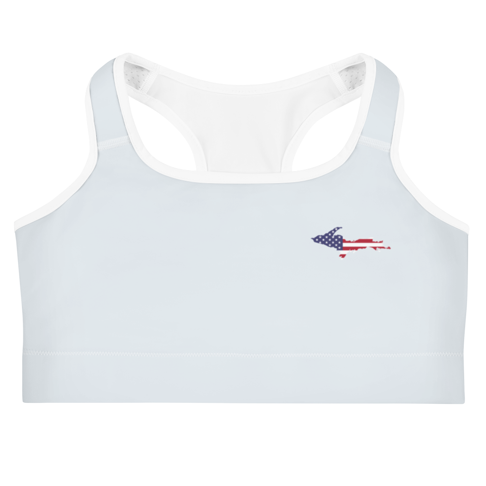 Michigan Upper Peninsula Sports Bra (w/ UP USA Flag) | Gossy White