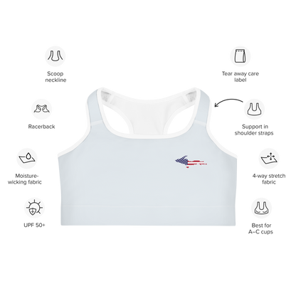 Michigan Upper Peninsula Sports Bra (w/ UP USA Flag) | Gossy White