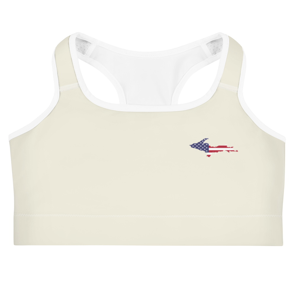 Michigan Upper Peninsula Sports Bra (w/ UP USA Flag) | Ivory White