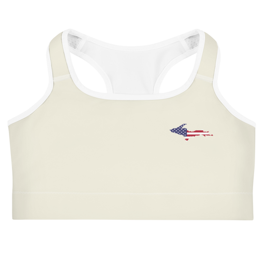 Michigan Upper Peninsula Sports Bra (w/ UP USA Flag) | Ivory White