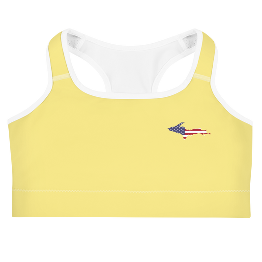 Michigan Upper Peninsula Sports Bra (w/ UP USA Flag) | Cherry Yellow