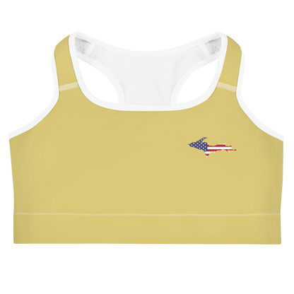 Michigan Upper Peninsula Sports Bra (w/ UP USA Flag) | Plum Yellow