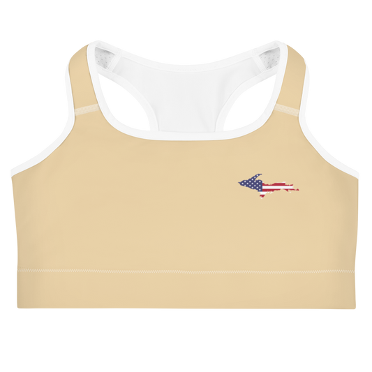 Michigan Upper Peninsula Sports Bra (w/ UP USA Flag) | Maple Color