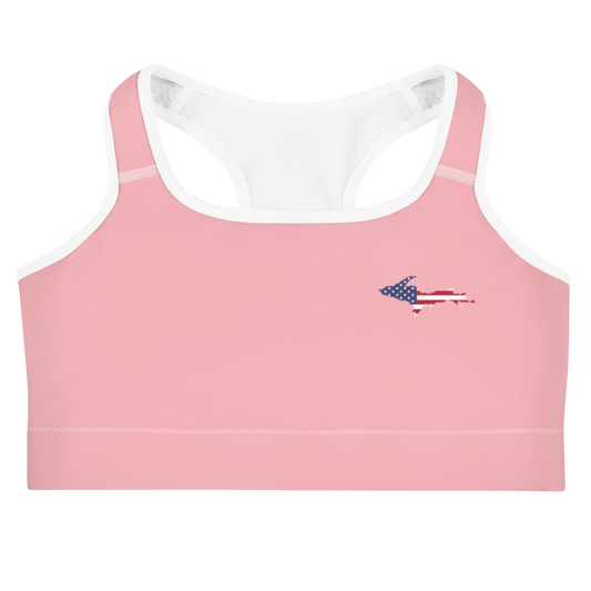 Michigan Upper Peninsula Sports Bra (w/ UP USA Flag) | Strawberry Pink