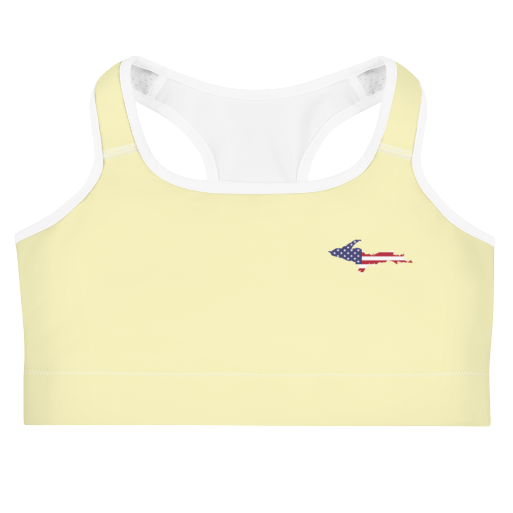 Michigan Upper Peninsula Sports Bra (w/ UP USA Flag) | Canary Yellow