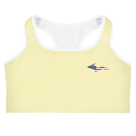 Michigan Upper Peninsula Sports Bra (w/ UP USA Flag) | Canary Yellow