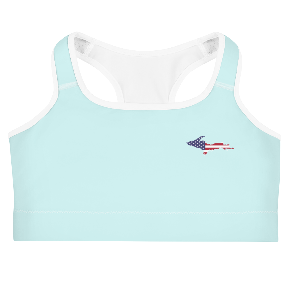 Michigan Upper Peninsula Sports Bra (w/ UP USA Flag) | Cyan