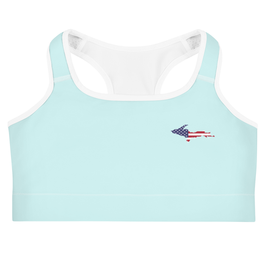 Michigan Upper Peninsula Sports Bra (w/ UP USA Flag) | Cyan