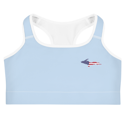 Michigan Upper Peninsula Sports Bra (w/ UP USA Flag) | Light Blue