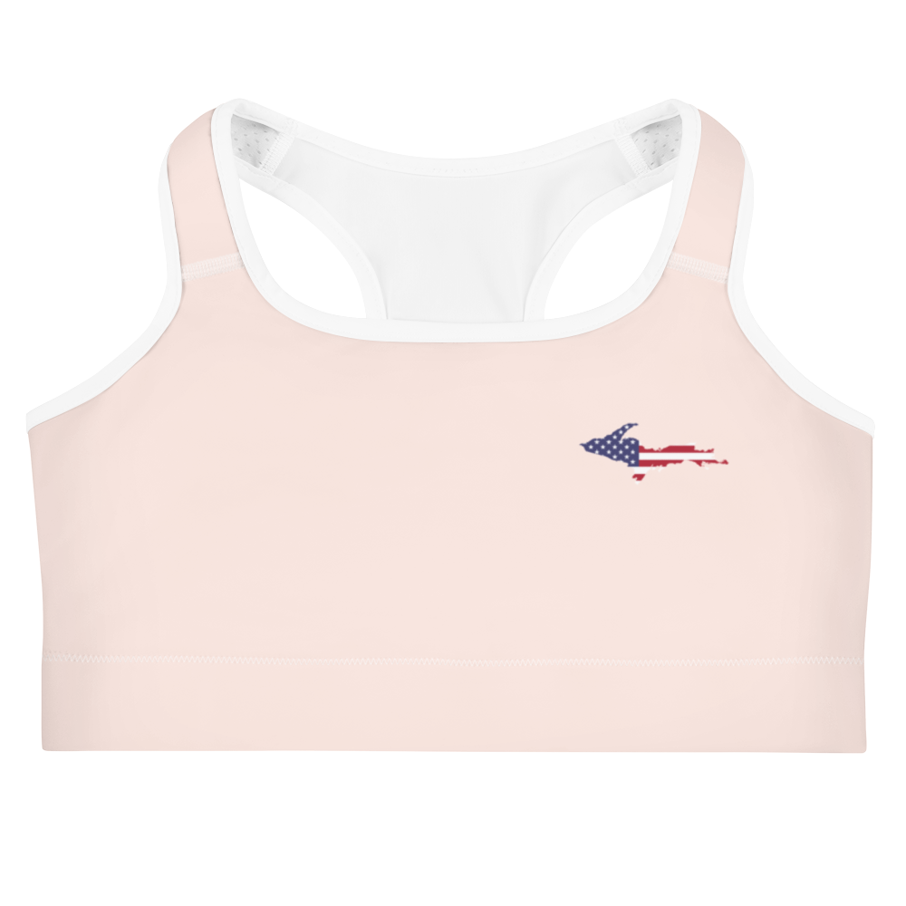 Michigan Upper Peninsula Sports Bra (w/ UP USA Flag) | Champagne Pink