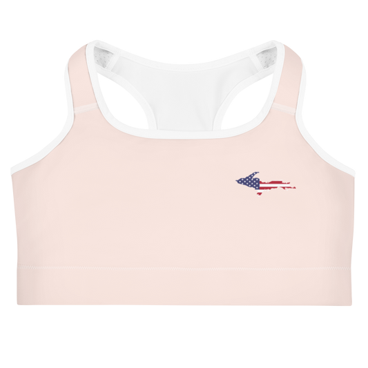 Michigan Upper Peninsula Sports Bra (w/ UP USA Flag) | Champagne Pink