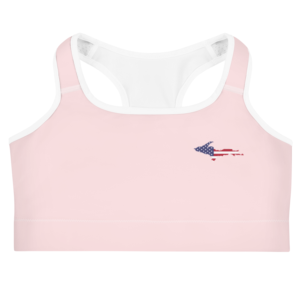 Michigan Upper Peninsula Sports Bra (w/ UP USA Flag) | Pale Pink