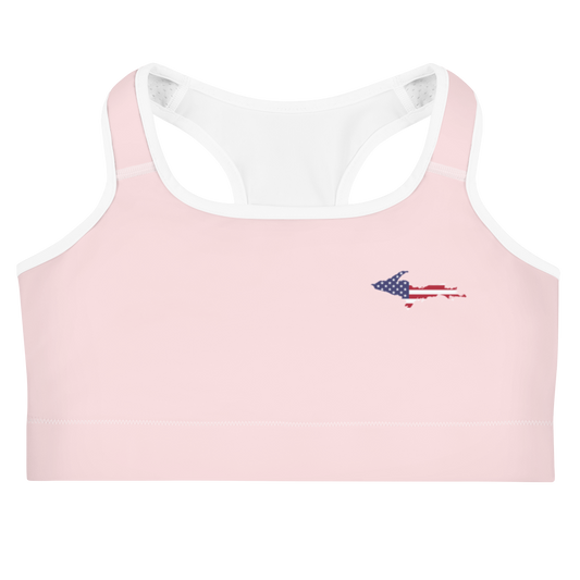 Michigan Upper Peninsula Sports Bra (w/ UP USA Flag) | Pale Pink