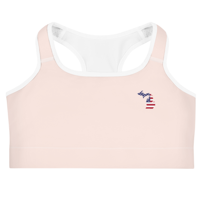 Michigan Sports Bra (w/ MI USA Flag ) | Champagne Pink