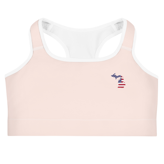 Michigan Sports Bra (w/ MI USA Flag ) | Champagne Pink