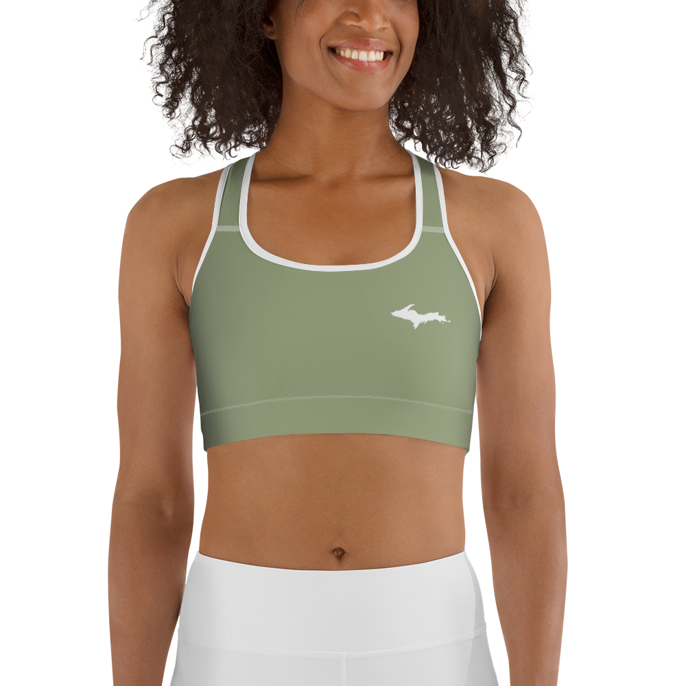 Michigan Upper Peninsula Sports Bra (w/ UP Outline ) | Beachgrass Green