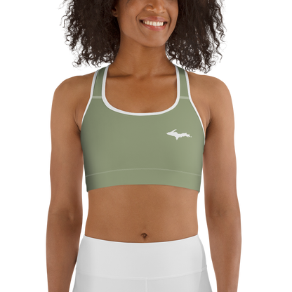 Michigan Upper Peninsula Sports Bra (w/ UP Outline ) | Beachgrass Green