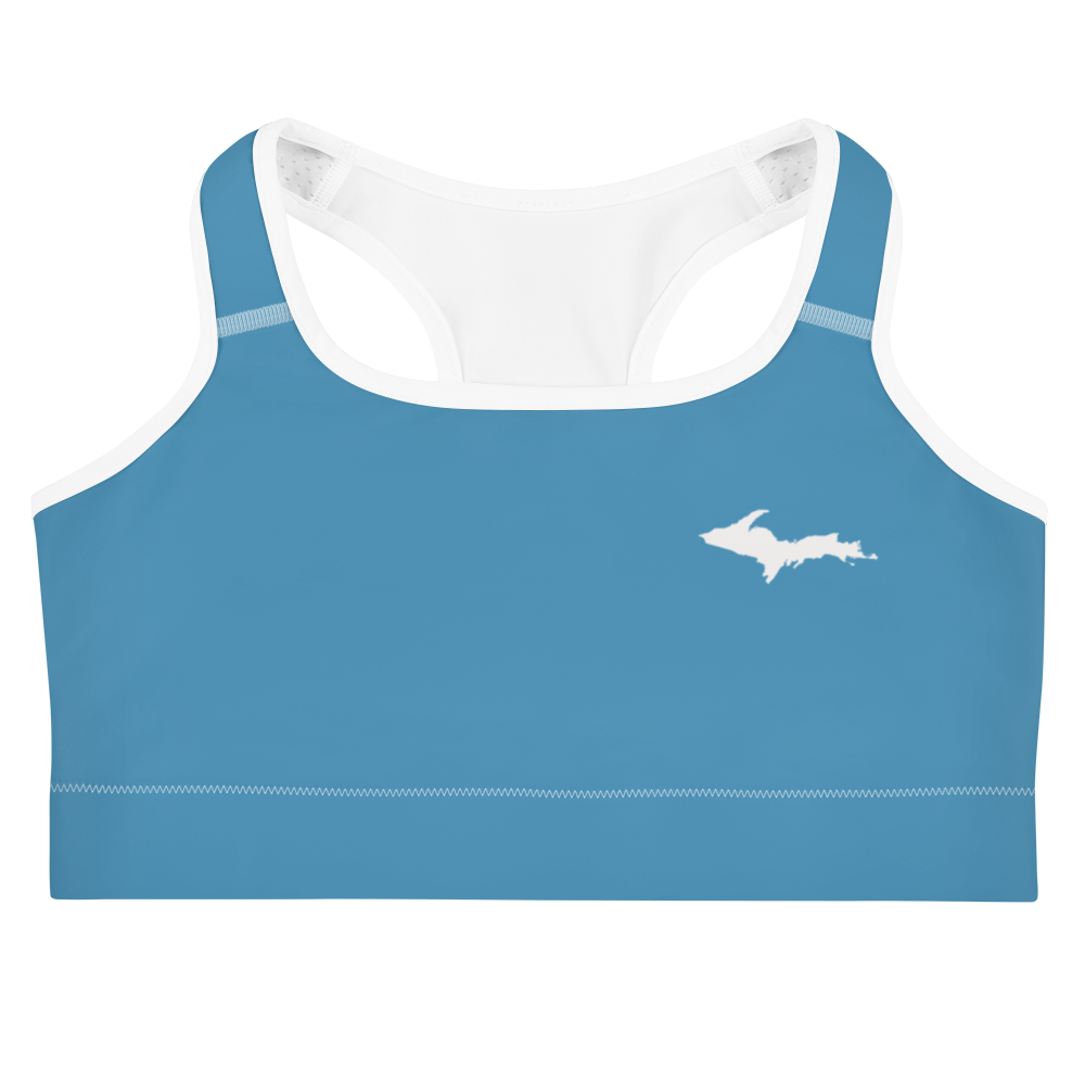 Michigan Upper Peninsula Sports Bra (w/ UP Outline) | Lake Michigan Blue