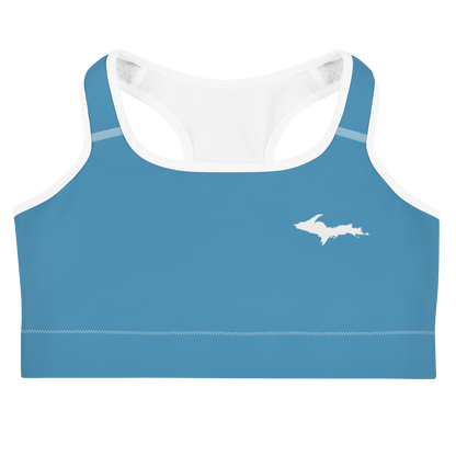 Michigan Upper Peninsula Sports Bra (w/ UP Outline) | Lake Michigan Blue