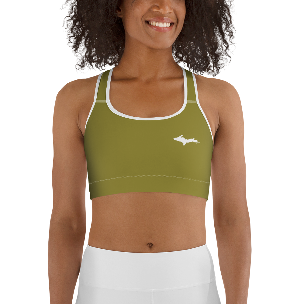 Michigan Upper Peninsula Sports Bra (w/ UP Outline) | Scrub Gold