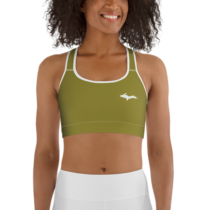 Michigan Upper Peninsula Sports Bra (w/ UP Outline) | Scrub Gold