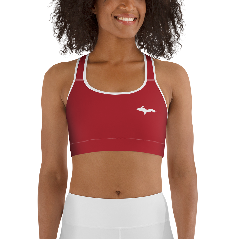 Michigan Upper Peninsula Sports Bra (w/ UP Outline) | Thimbleberry Red