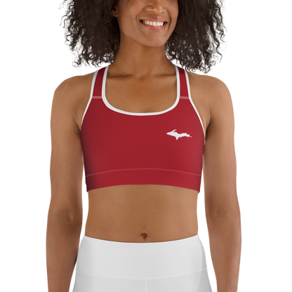 Michigan Upper Peninsula Sports Bra (w/ UP Outline) | Thimbleberry Red