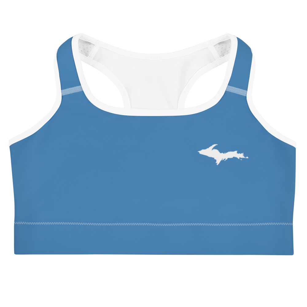 Michigan Upper Peninsula Sports Bra (w/ UP Outline) | Lake Superior Blue