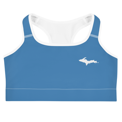 Michigan Upper Peninsula Sports Bra (w/ UP Outline) | Lake Superior Blue