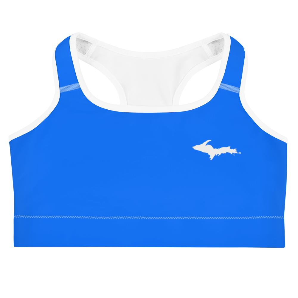 Michigan Upper Peninsula Sports Bra (w/ UP Outline) | Motor Town Blue