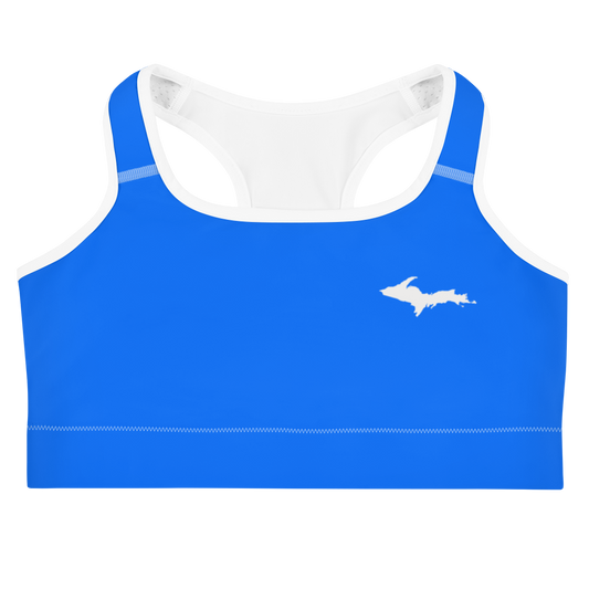 Michigan Upper Peninsula Sports Bra (w/ UP Outline) | Motor Town Blue