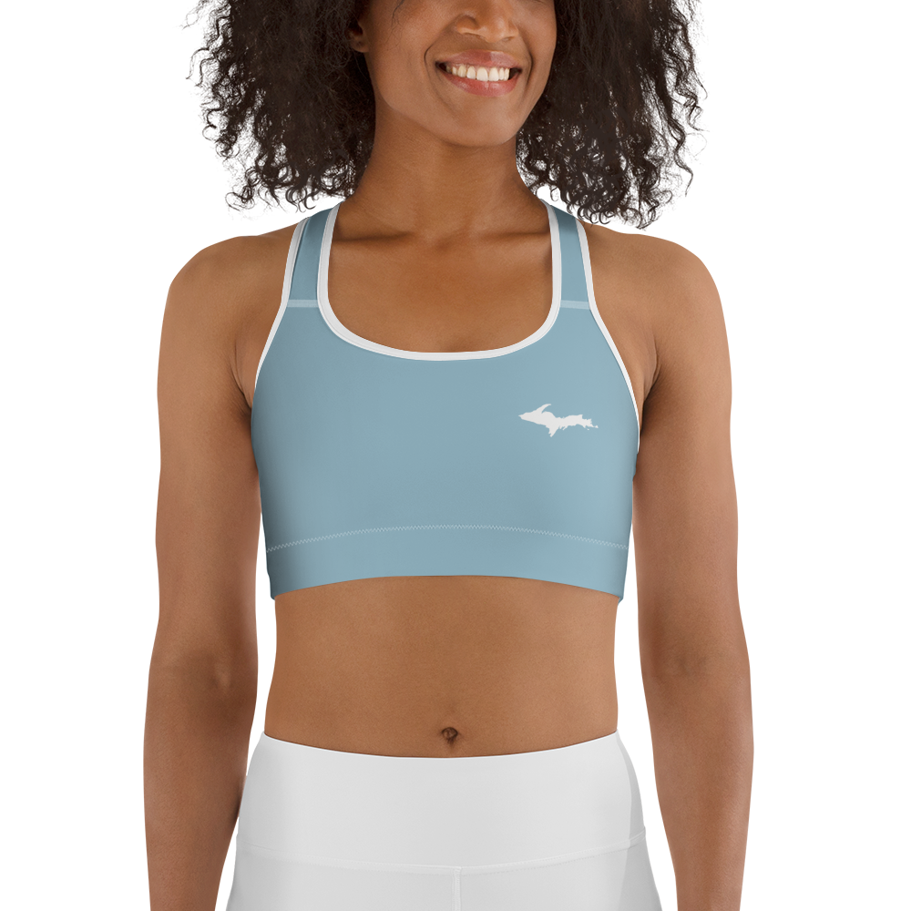 Michigan Upper Peninsula Sports Bra (w/ UP Outline) | Opal Blue