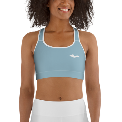 Michigan Upper Peninsula Sports Bra (w/ UP Outline) | Opal Blue