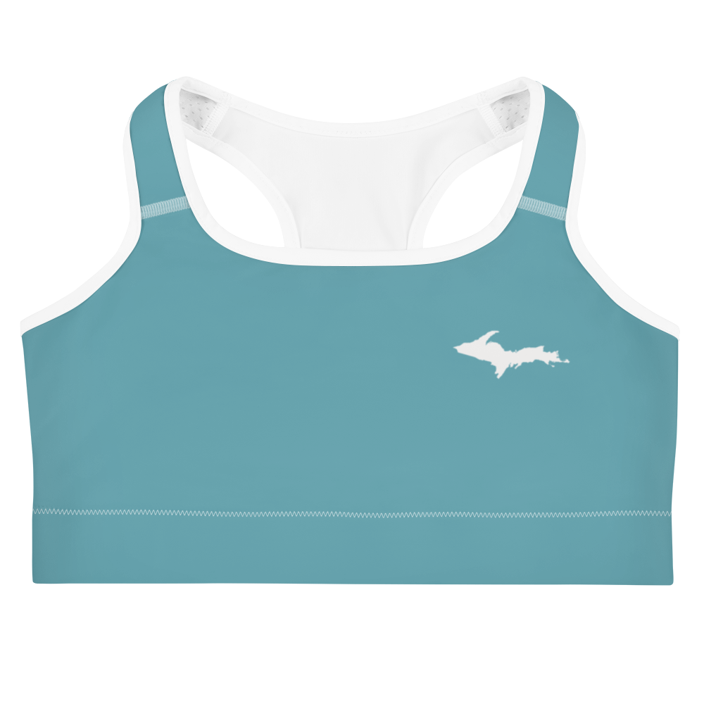 Michigan Upper Peninsula Sports Bra (w/ UP Outline) | Lake Huron Blue