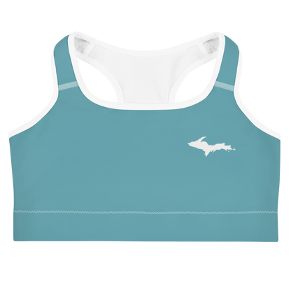 Michigan Upper Peninsula Sports Bra (w/ UP Outline) | Lake Huron Blue