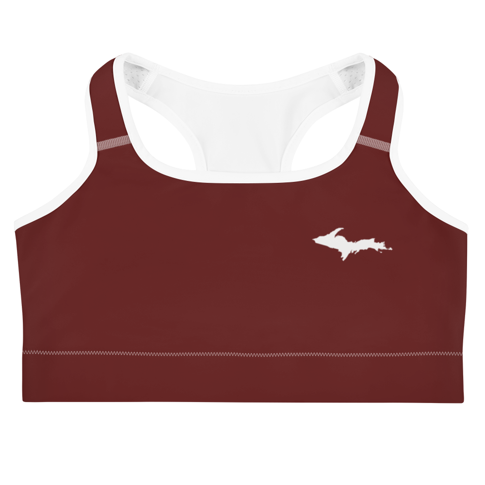 Michigan Upper Peninsula Sports Bra (w/ UP Outline) | Cherrywood Color