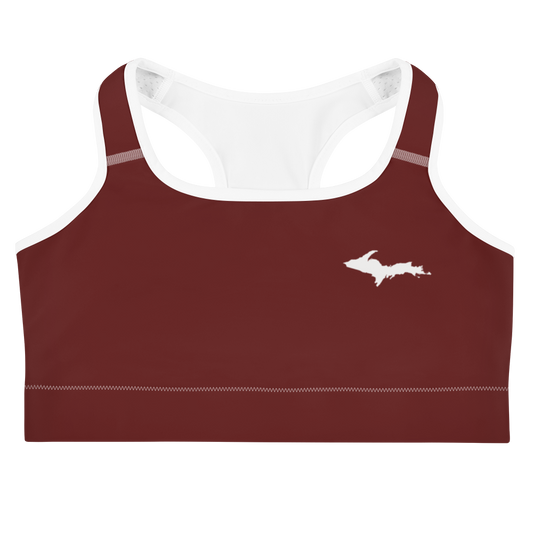 Michigan Upper Peninsula Sports Bra (w/ UP Outline) | Cherrywood Color