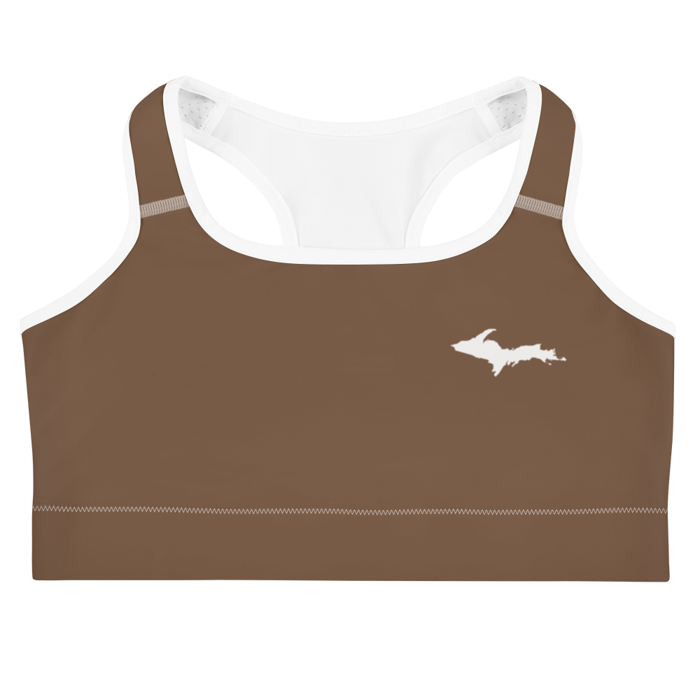 Michigan Upper Peninsula Sports Bra (w/ UP Outline) | Coffee Color