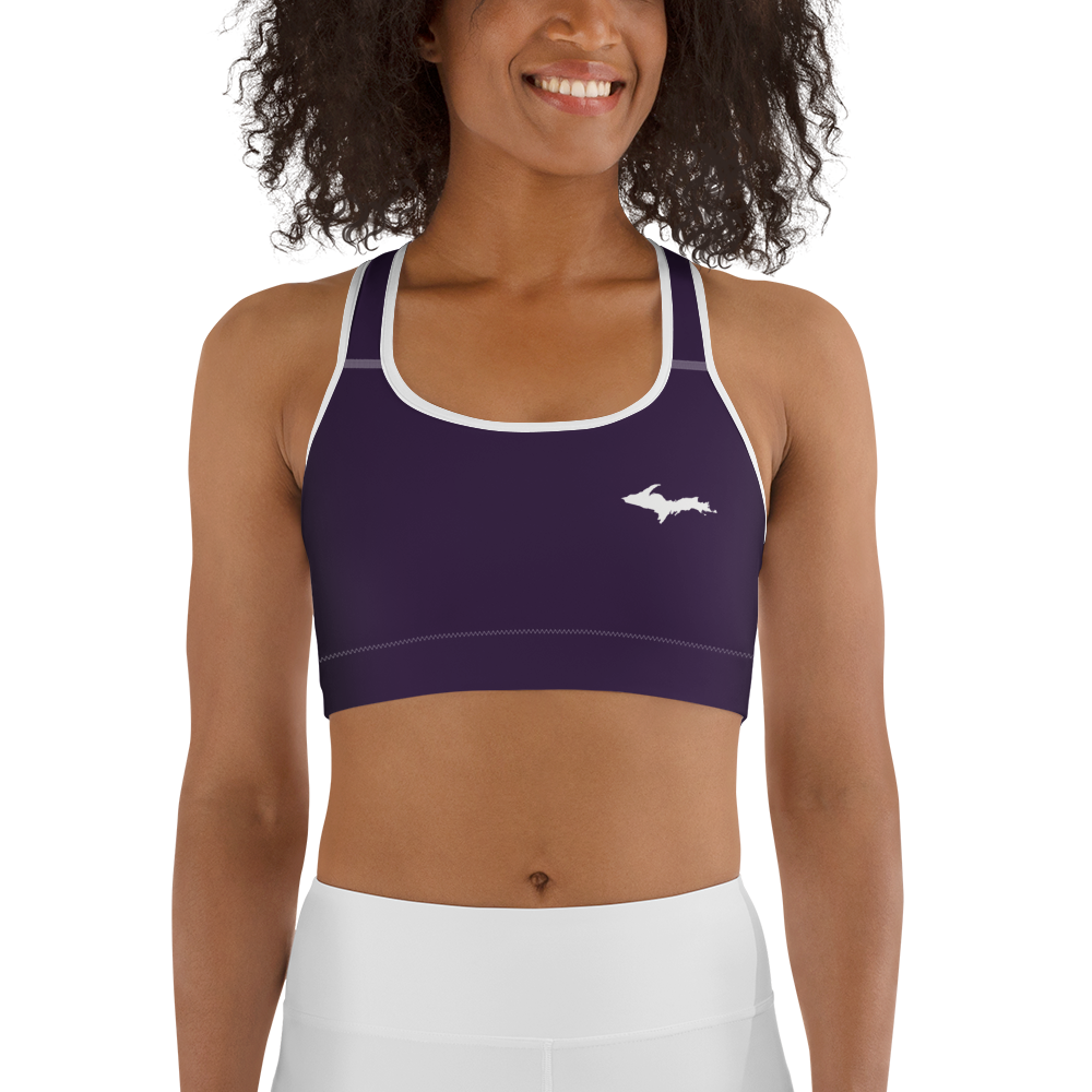 Michigan Upper Peninsula Sports Bra (w/ UP Outline) | Blackcurrant