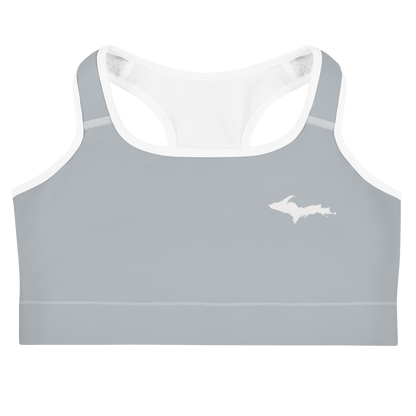 Michigan Upper Peninsula Sports Bra (w/ UP Outline ) | Silver