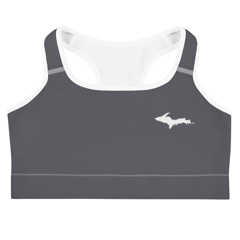 Michigan Upper Peninsula Sports Bra (w/ UP Outline ) | Iron Ore Grey